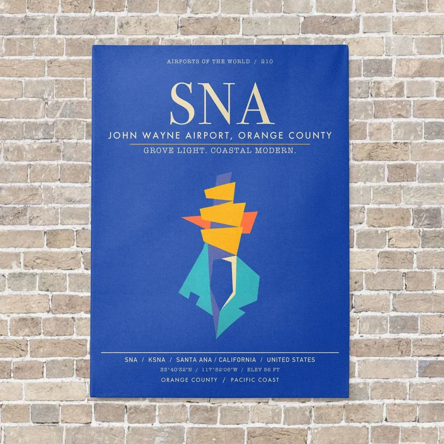John Wayne Airport Orange County SNA - Canvas Framed - Blue