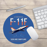 Thumbnail for F-11F Tiger design on blue round mouse pad