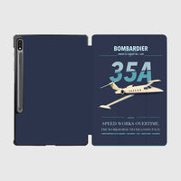 Thumbnail for Bombardier Learjet 35A design on navy blue samsung tablet tablet case