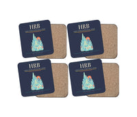 Thumbnail for Harbin Taiping International Airport (HRB) design on navy blue 4 pieces set coaster