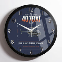 Thumbnail for Bell 407GXi design on navy blue framed wall clock