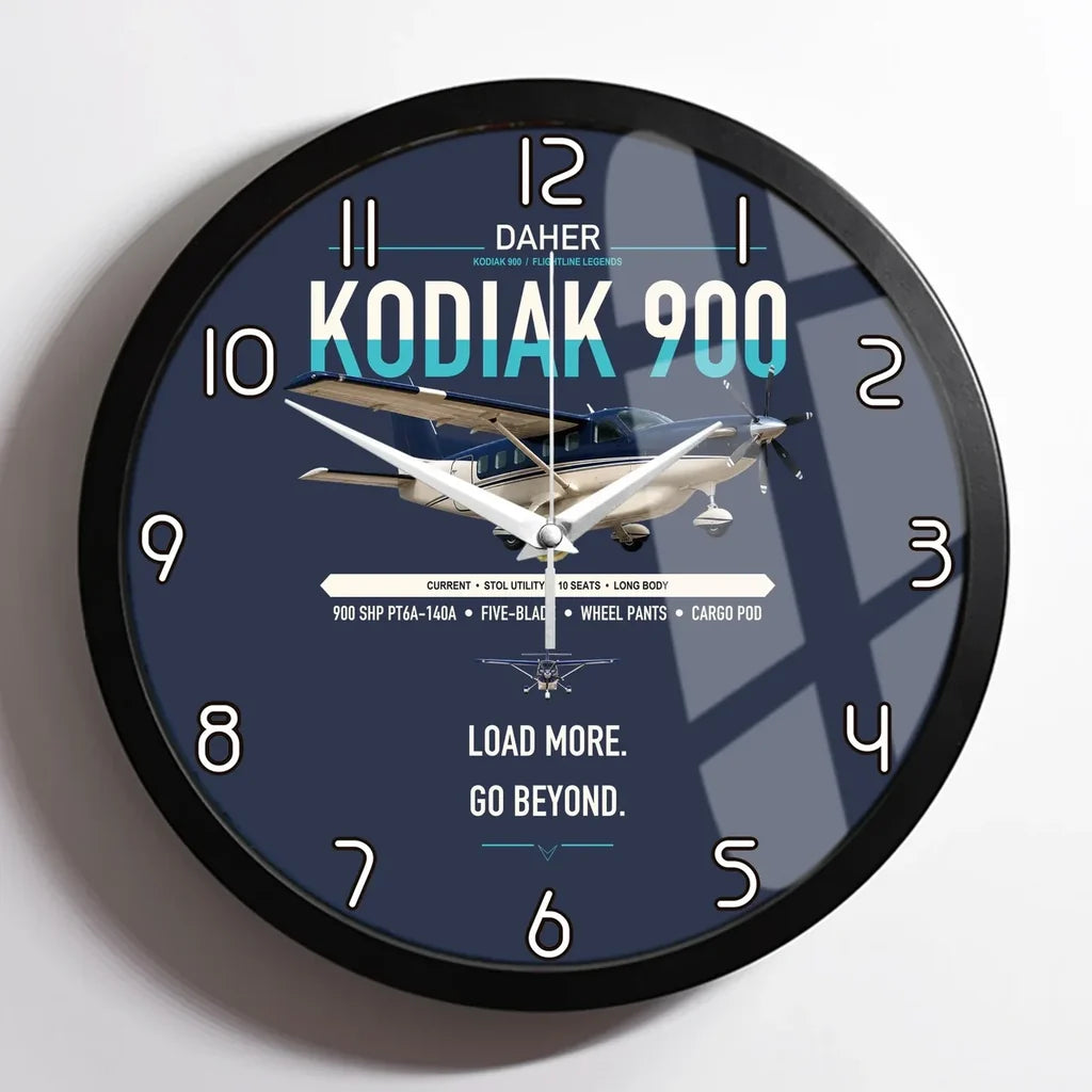 Daher Kodiak 900 design on navy blue framed wall clock