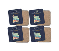 Thumbnail for Great Falls International Airport (GTF) design on navy blue 4 pieces set coaster