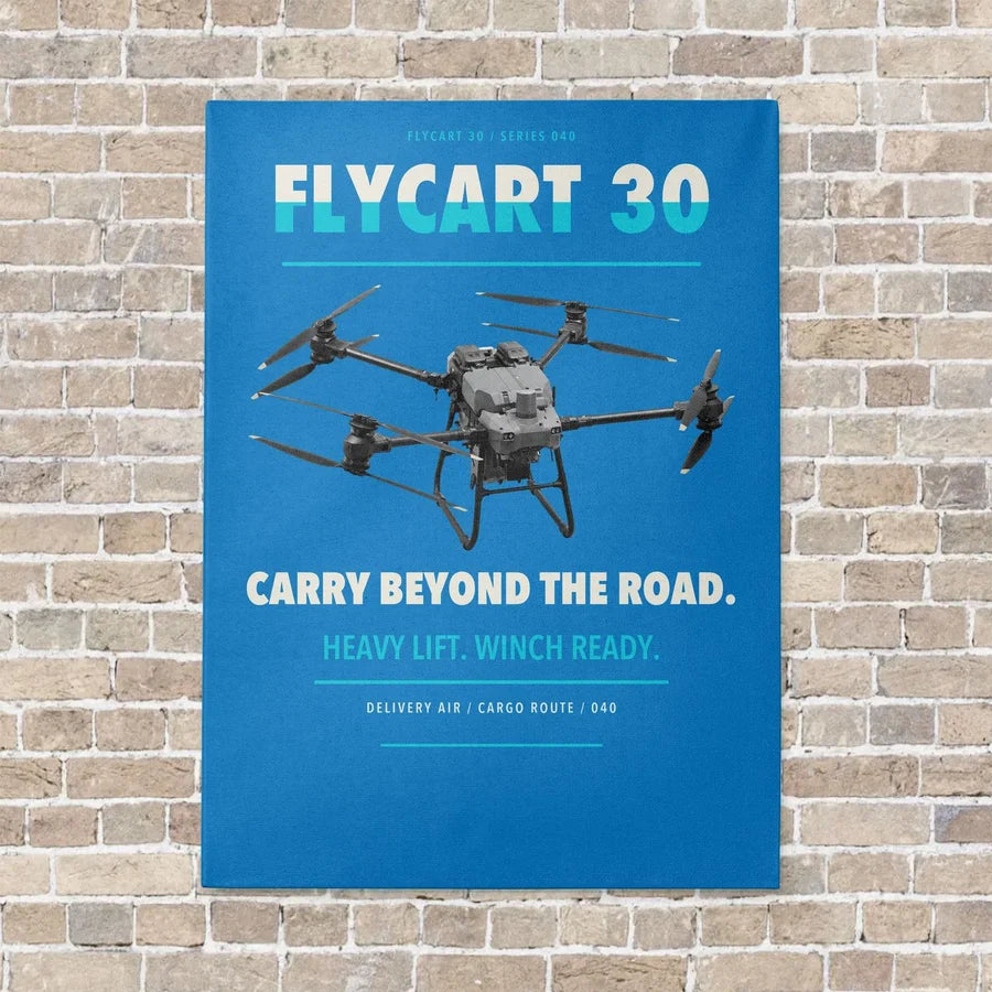 DJI FlyCart 30 vertical canvas print - no frame - turquoise background