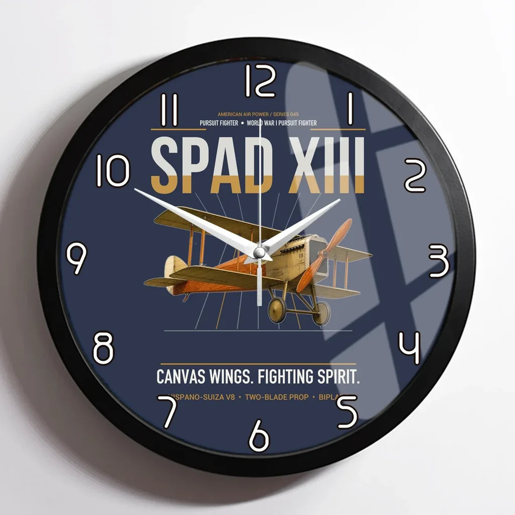 SPAD XIII design on navy blue framed wall clock