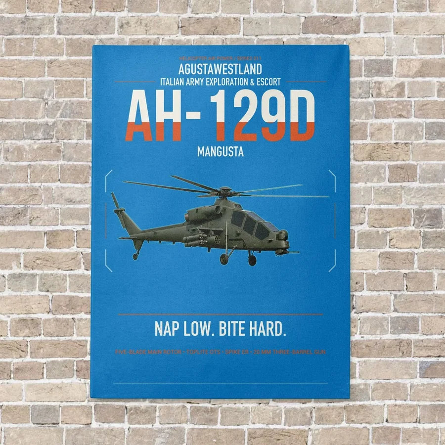 AgustaWestland AH-129D Mangusta vertical canvas print - no frame - turquoise background