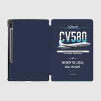 Thumbnail for Convair 580 design on navy blue samsung tablet tablet case