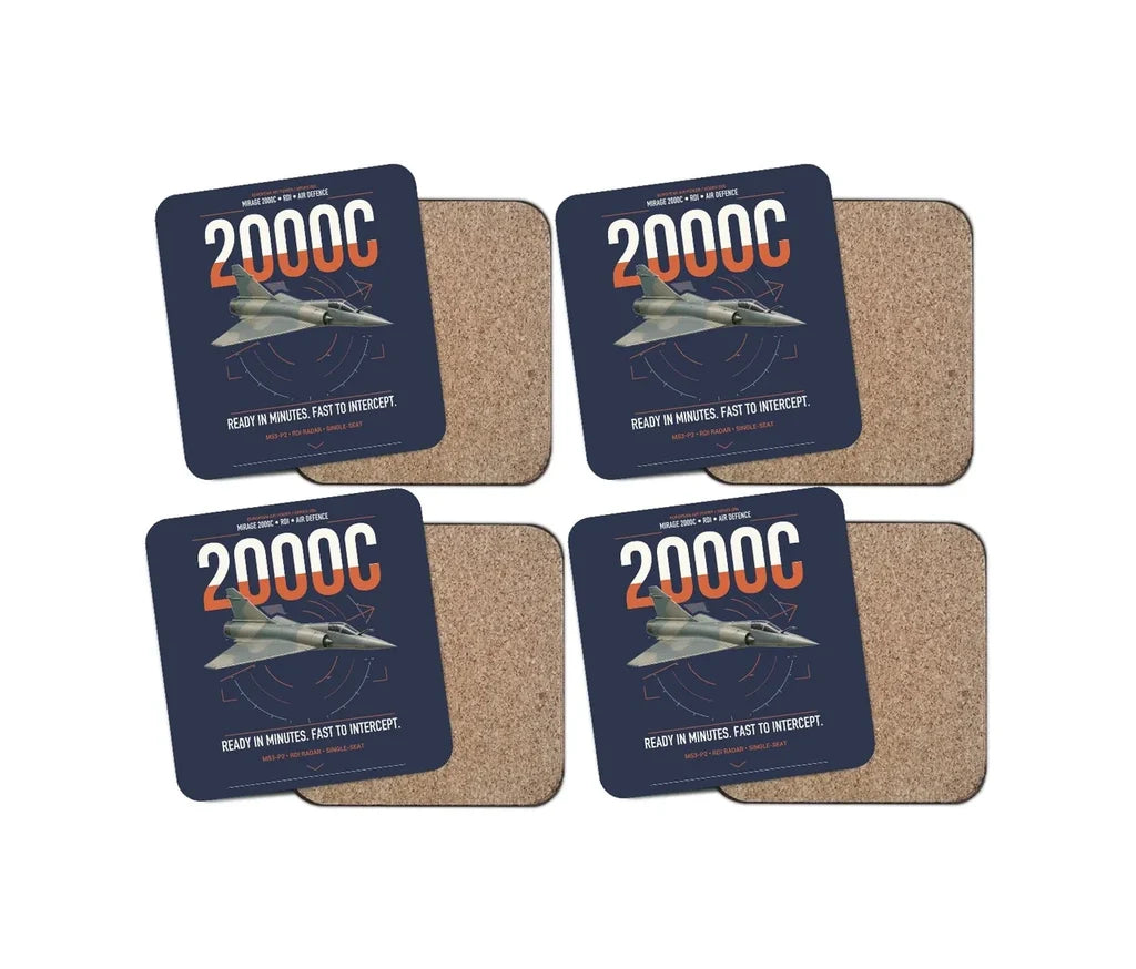 Dassault Mirage 2000C RDI design on navy blue 4 pieces set coaster