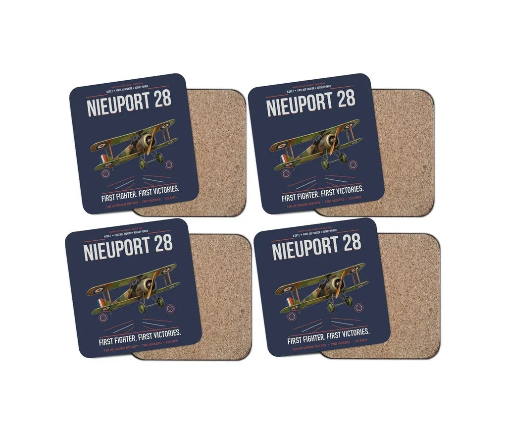 Nieuport 28C.1 design on navy blue 4 pieces set coaster