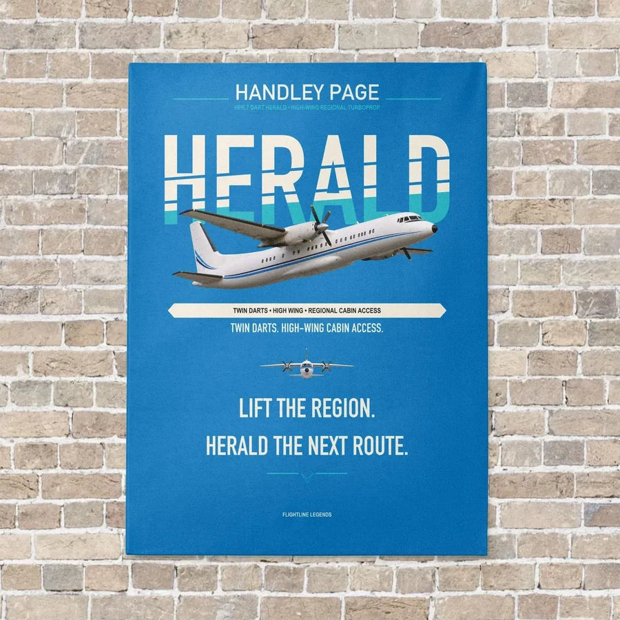 Handley Page HPR.7 Dart Herald vertical canvas print - no frame - turquoise background