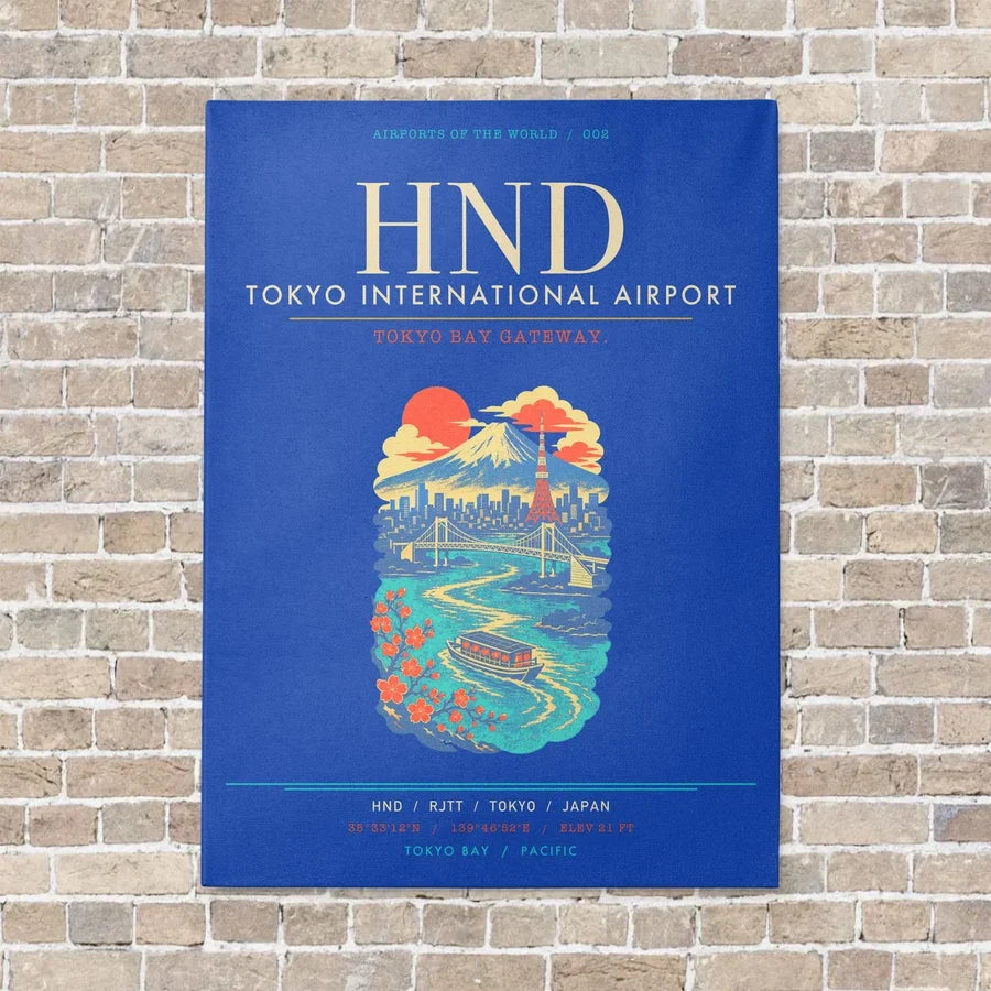 Tokyo Haneda Airport HND - Canvas Framed - Blue