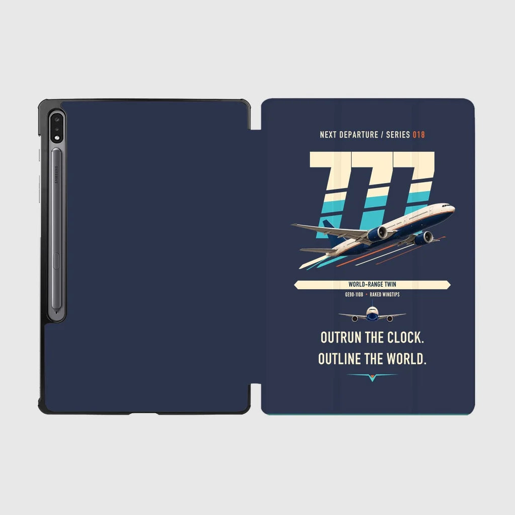 Boeing 777-200LR design on navy blue samsung tablet tablet case