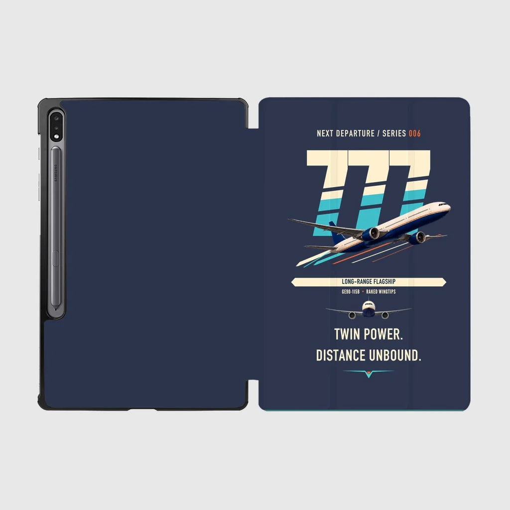 Boeing 777-300ER design on navy blue samsung tablet tablet case