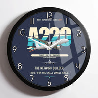 Thumbnail for Airbus A220-300 design on navy blue framed wall clock