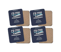 Thumbnail for Bombardier CRJ700 design on navy blue 4 pieces set coaster