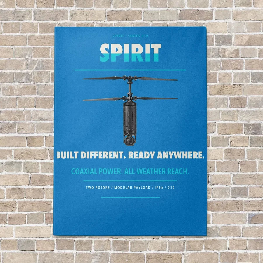 Ascent AeroSystems Spirit vertical canvas print - no frame - turquoise background