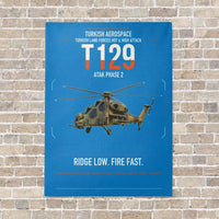Thumbnail for Turkish Aerospace T129 ATAK Phase 2 vertical canvas print - no frame - turquoise background
