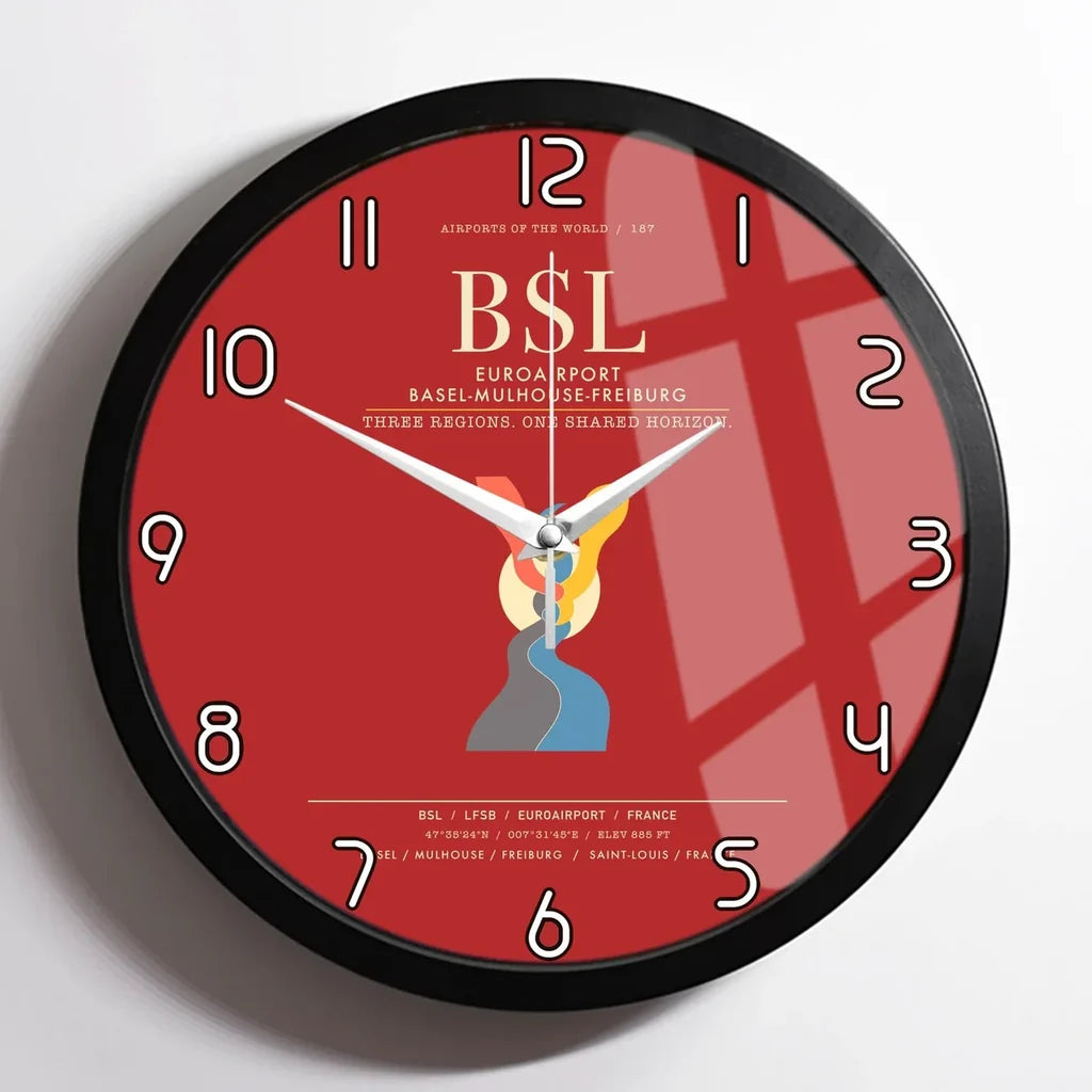 EuroAirport Basel-Mulhouse-Freiburg BSL Wall-Clock Framed - Red