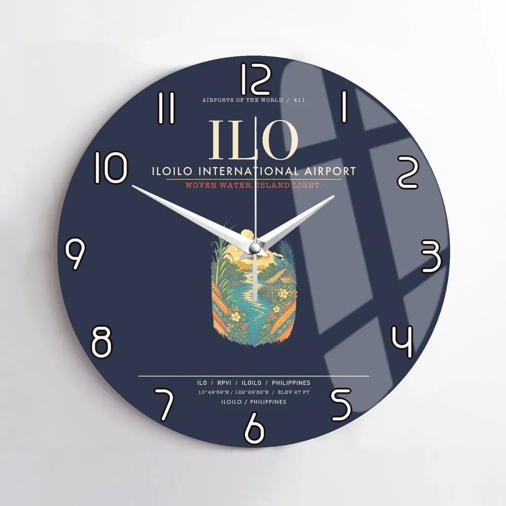 Iloilo International Airport ILO Wall-Clock No-Frame - Navy Blue