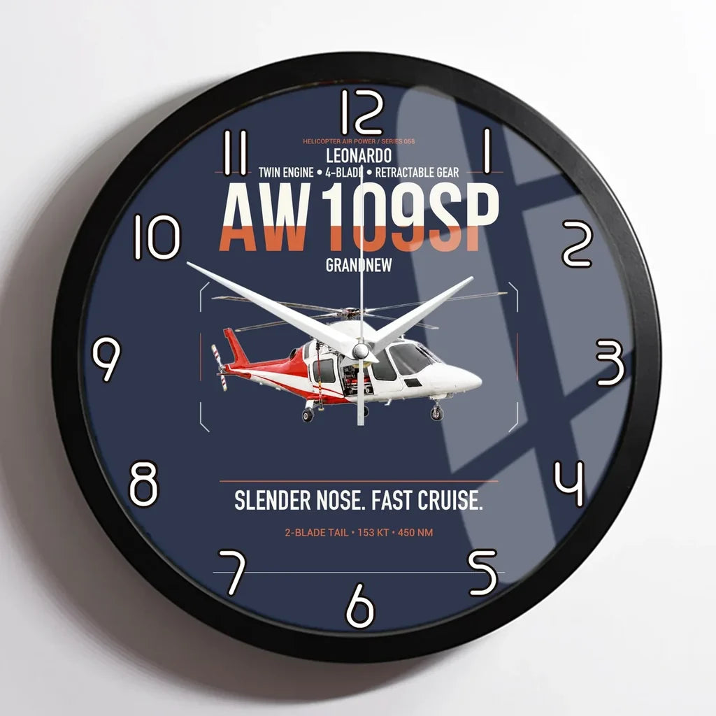 Leonardo AW109SP GrandNew design on navy blue framed wall clock