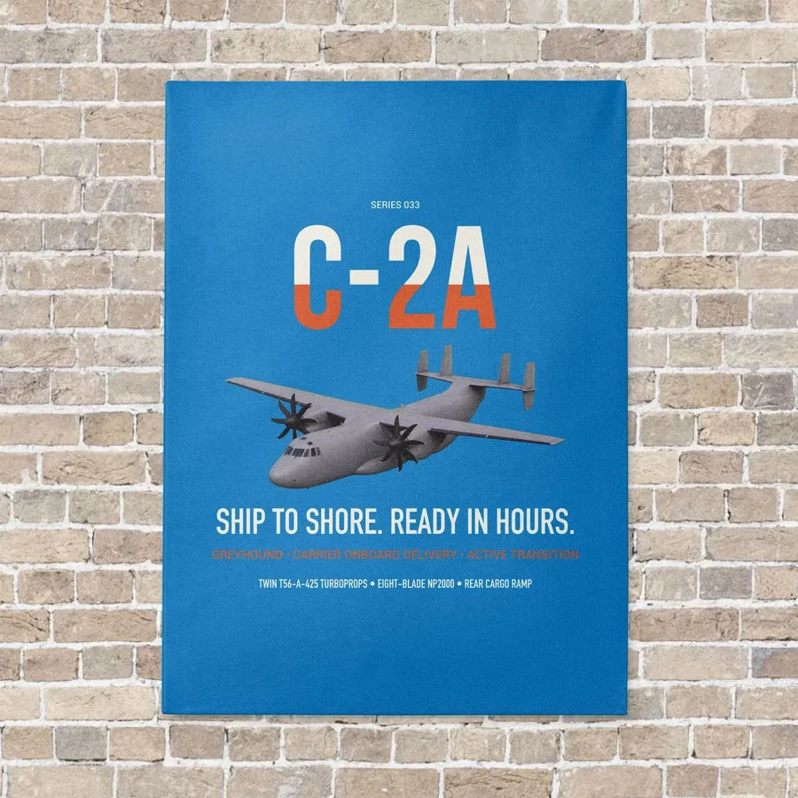 C-2A Greyhound vertical canvas print - no frame - turquoise background