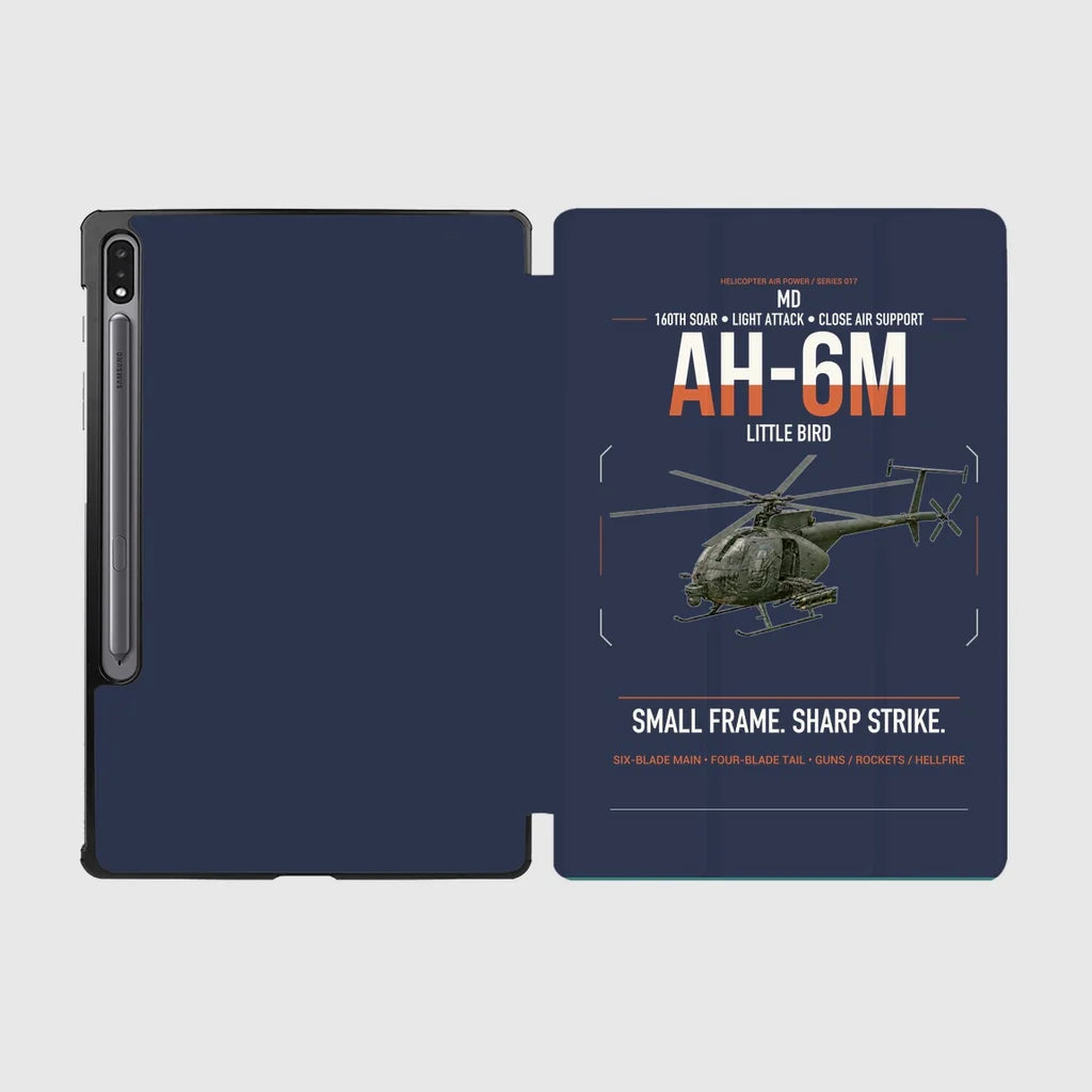 MD AH-6M Little Bird design on navy blue samsung tablet tablet case