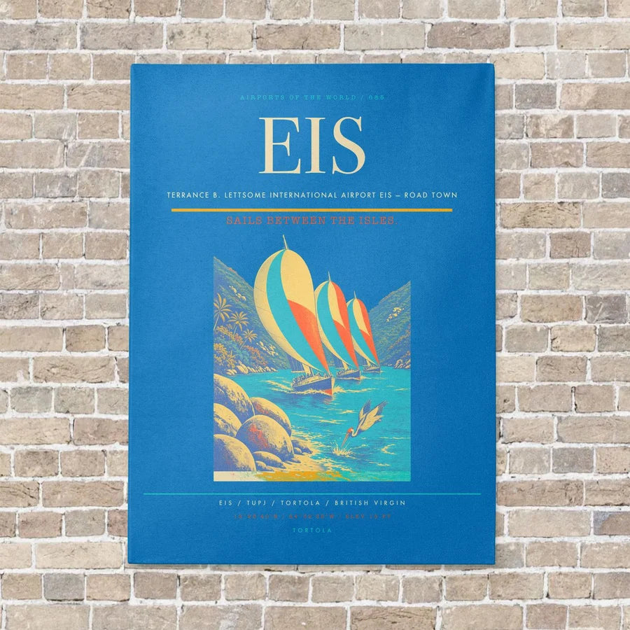 Terrance B. Lettsome International Airport EIS — Road Town vertical canvas print - no frame - turquoise background