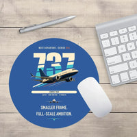 Thumbnail for Boeing 737 MAX 7 design on blue round mouse pad