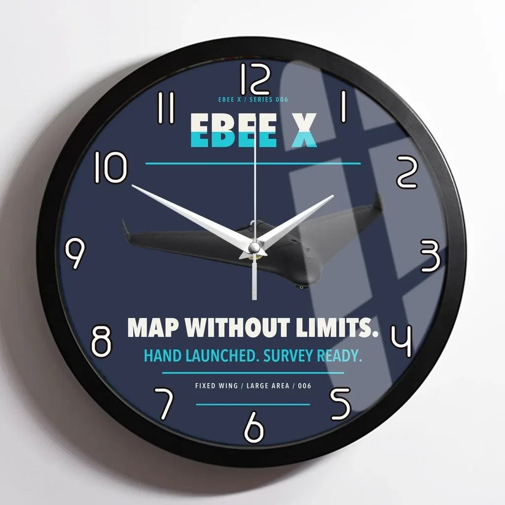 AgEagle eBee X design on navy blue framed wall clock