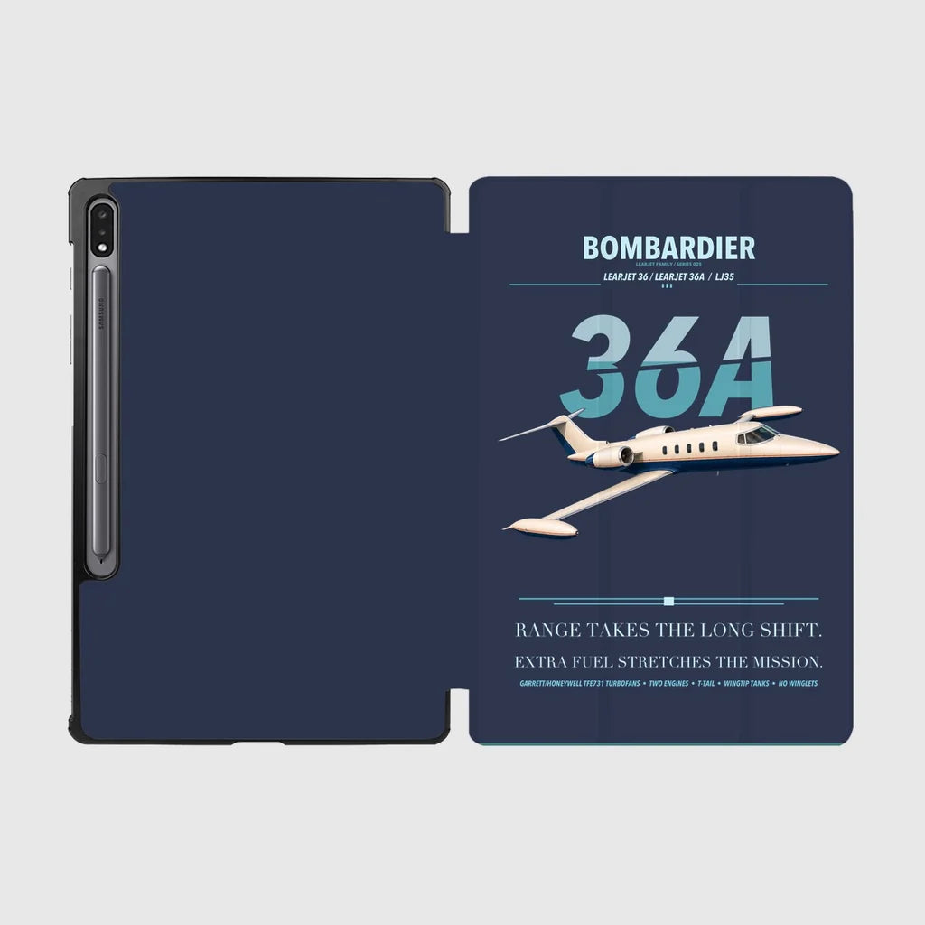 Bombardier Learjet 36A design on navy blue samsung tablet tablet case