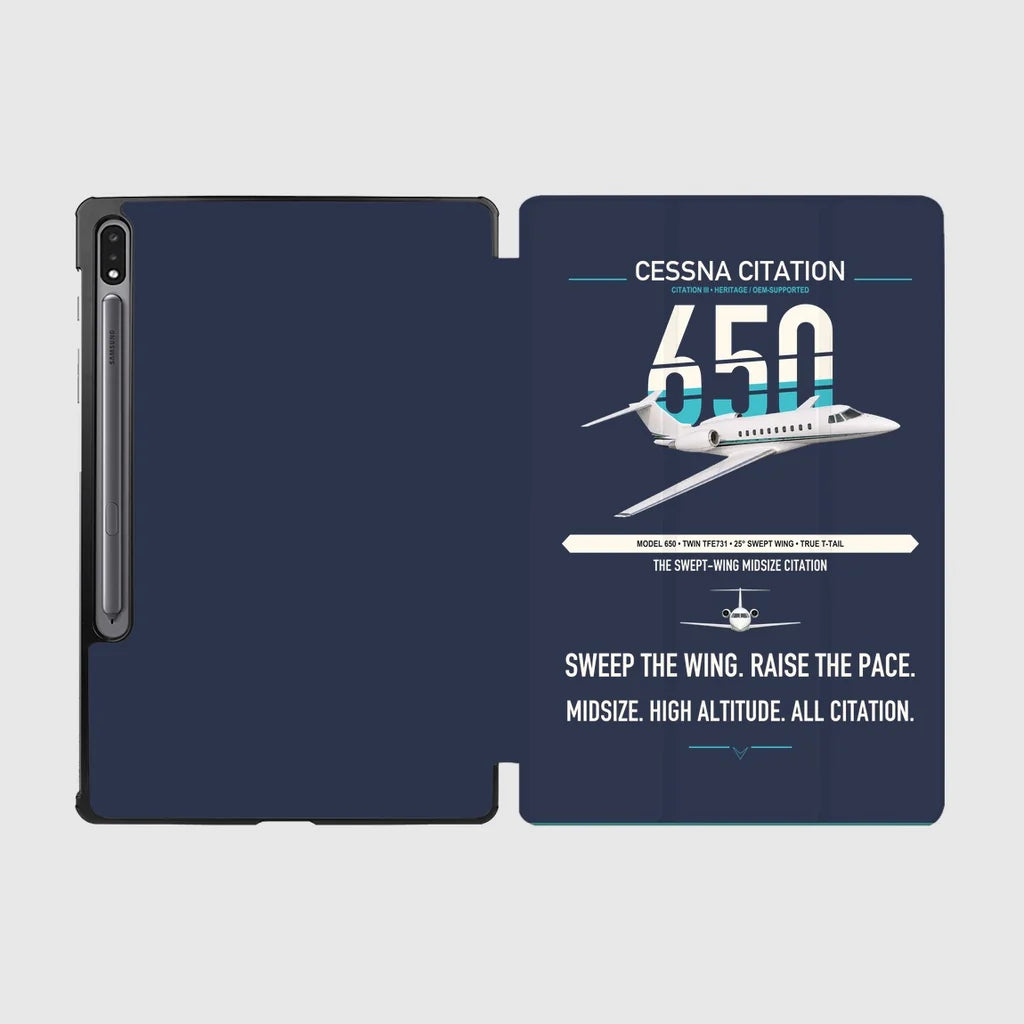 Cessna Citation 650 - Citation III design on navy blue samsung tablet tablet case