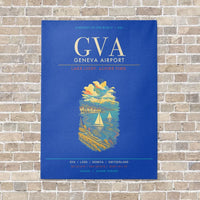 Thumbnail for Geneva Airport GVA - Canvas Framed - Blue