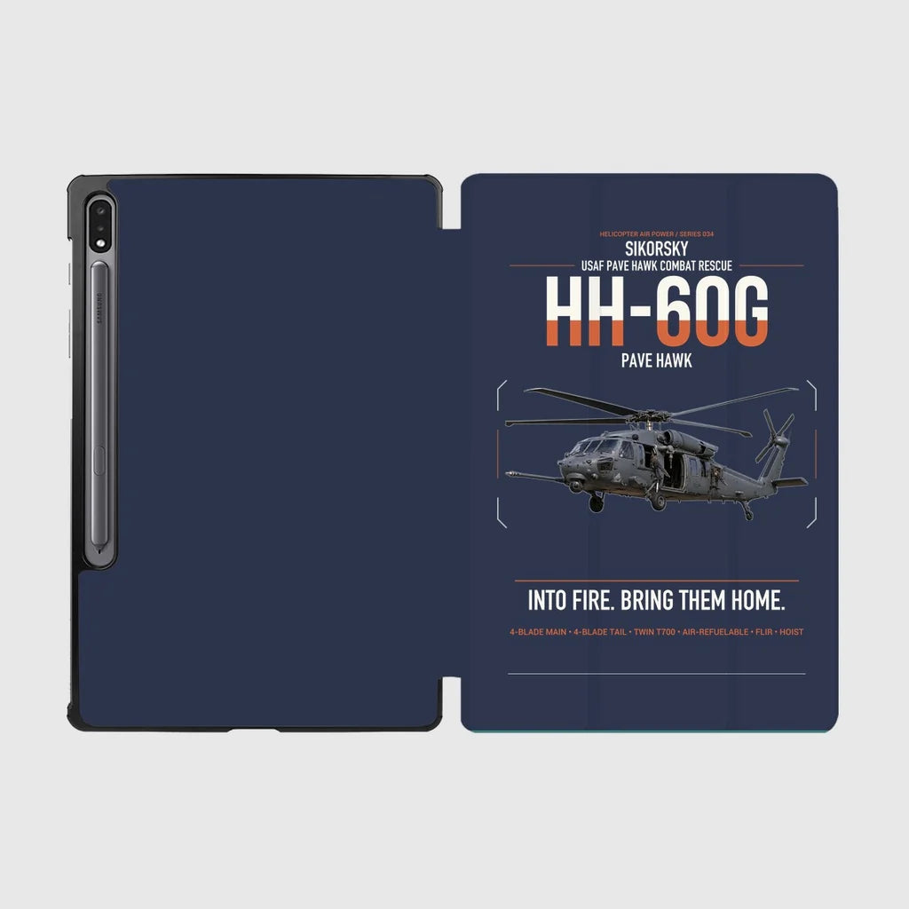 Sikorsky HH-60G Pave Hawk design on navy blue samsung tablet tablet case