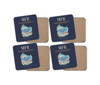 Thumbnail for Rogue Valley International–Medford Airport (MFR) design on navy blue 4 pieces set coaster