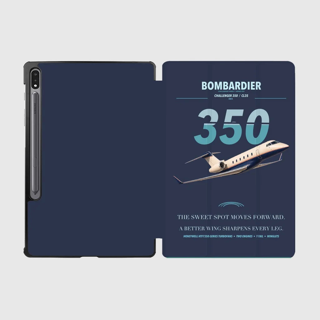 Bombardier Challenger 350 design on navy blue samsung tablet tablet case