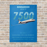 Thumbnail for Bombardier Global 7500 vertical canvas print - no frame - turquoise background
