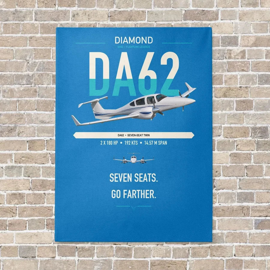 Diamond DA62 vertical canvas print - no frame - turquoise background