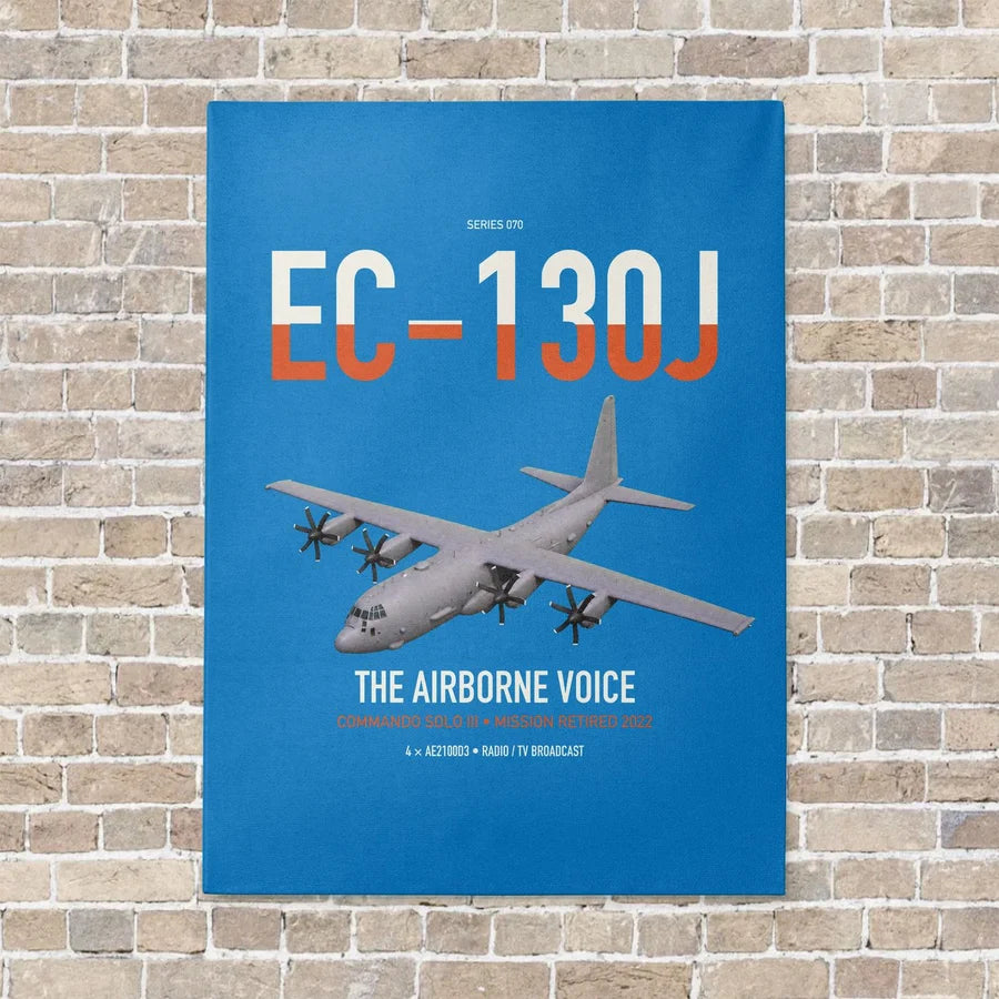 EC-130J Commando Solo III vertical canvas print - no frame - turquoise background