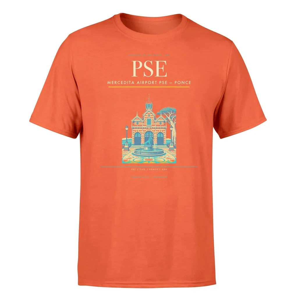 Mercedita Airport (PSE) T-Shirt single-side front print in Orange | mercedita-airport-pse-double-side-t-shirt