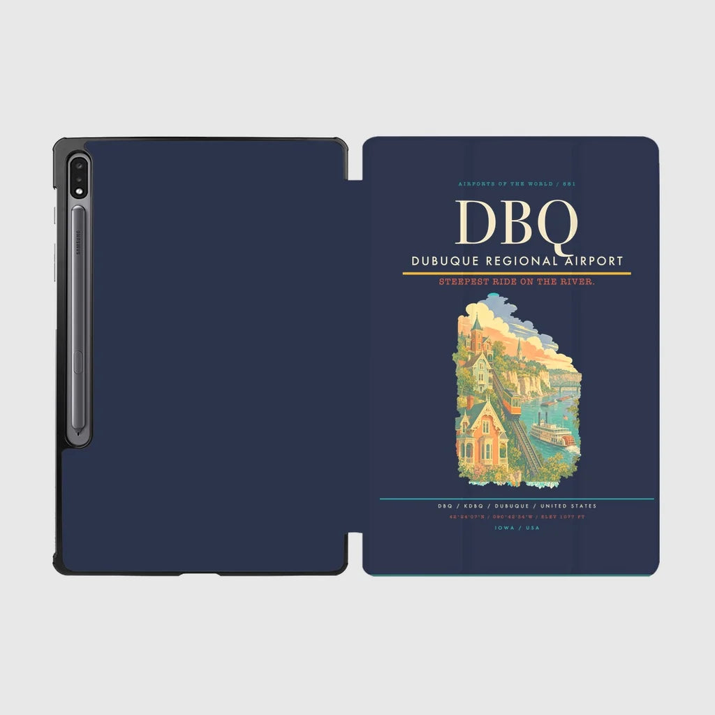 Dubuque Regional Airport (DBQ) design on navy blue samsung tablet tablet case