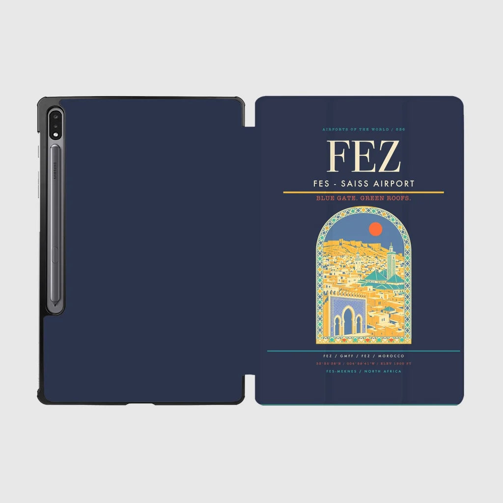 Fes (FEZ) design on navy blue samsung tablet tablet case