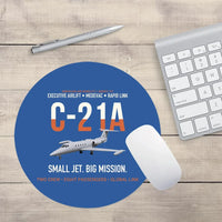 Thumbnail for C-21A Learjet Small Jet Big Mission design on blue round mouse pad