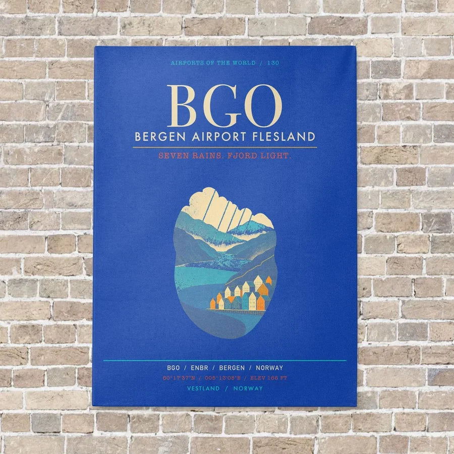 Bergen Airport Flesland BGO - Canvas Framed - Blue