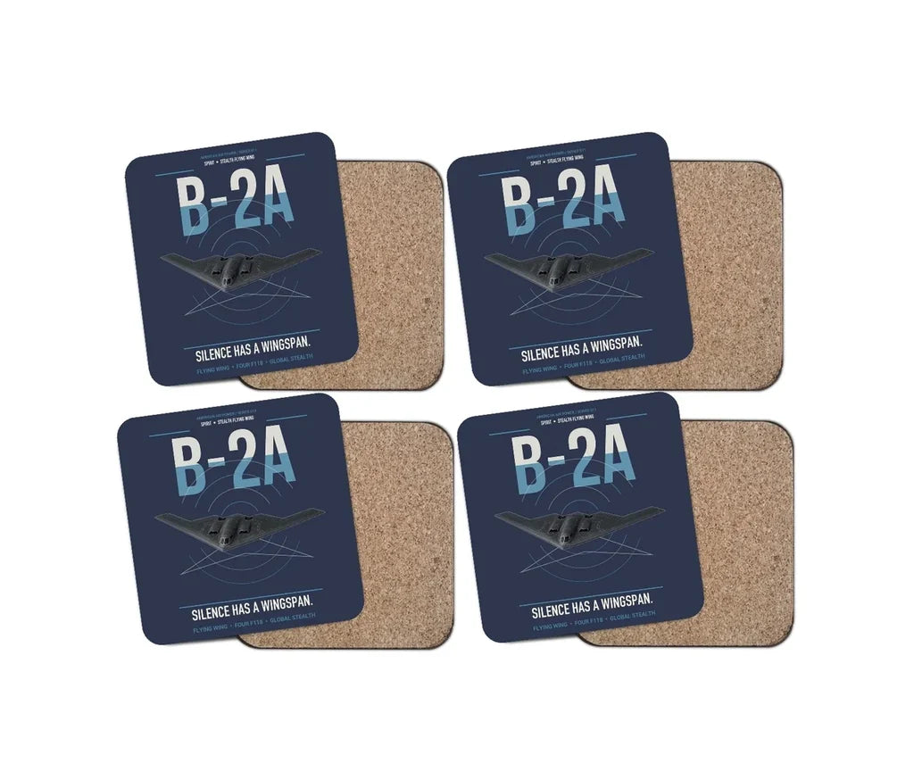 B-2A Spirit design on navy blue 4 pieces set coaster