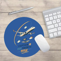 Thumbnail for Captain Is Her Favorite Title design on blue round mouse pad
