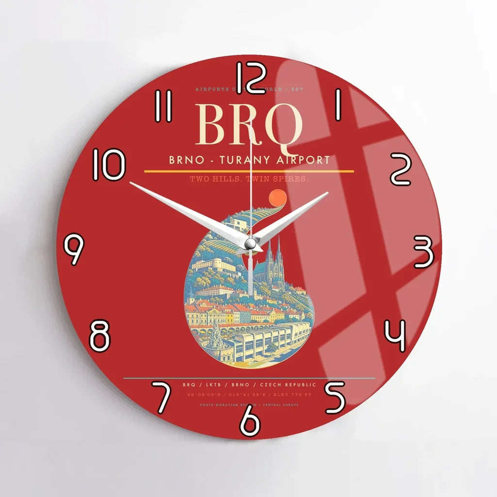 Brno - Turany Airport BRQ Wall-Clock No-Frame - Red