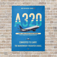 Thumbnail for Airbus A320P2F vertical canvas print - no frame - turquoise background