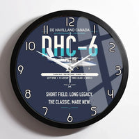 Thumbnail for DHC-6 Twin Otter Classic 300-G design on navy blue framed wall clock