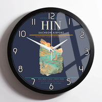 Thumbnail for Sacheon Airport (HIN) design on navy blue framed wall clock