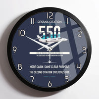 Thumbnail for Cessna Citation 550 - Citation II design on navy blue framed wall clock